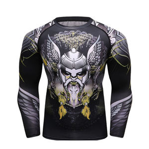 T-shirt de compression à manches longues pour homme, motif guerrier viking, mythologie nordique, haut de performance pour l'entraînement sportif et la gym - Product Image 1