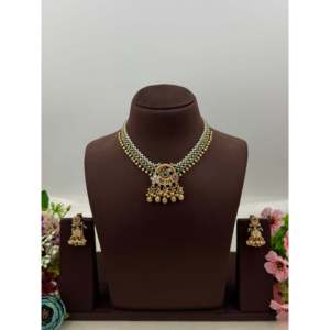 Indian Ethnic Bridal Gold Plated Necklace & Earring Set by Gita Chorski - Product Image 1
