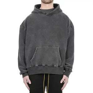 Tendance : Sweat à capuche personnalisé brodé de strass, effet délavé, écologique, streetwear hiver, décontracté, 100% coton, imperméable, polaire 340g - Product Image 1