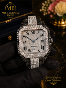Reloj de Diamantes MB ETERNAL JEWELS, Cuadrado de 41 mm, Cristal de Zafiro, Números Romanos, Analógico, de Cuarzo, Automático, de Acero Inoxidable, para Uso Diario - Product Image 1