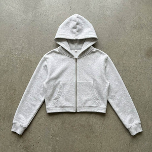 Women’s <b>Cropped</b> <b>Zip</b>-<b>Up</b> Hoodie Casual Fleece Sweatshirt Oversized Crop Hoodie for Women Streetwear <b>Zip</b> Jacket high quality - Product Image 3