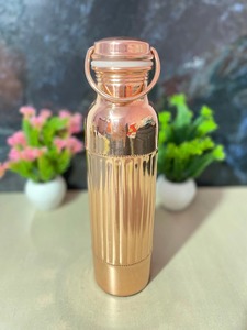 Pure Copper Water <b>Bottle</b> Leak Proof Seamless Metal Drinking <b>Flask</b> Sustainable Ayurvedic Health Benefit Sports <b>Bottle</b> for Gym - Product Image 4