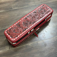 Étui de luxe en cuir de vachette repoussé à la main avec paillettes, nouveau design, pour fer à friser et lisseur, résistant à la chaleur, avec fermeture éclair, grand format pour femme