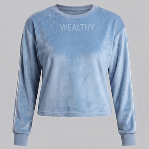 Women's 100% Cotton Velour Embroidered Skinny Fit Streetwear Tracksuit 2-Piece Long <b>Set</b> Zipper Hoodie Custom Design Wholesale - Product Image 1