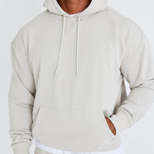 Sweat-shirt à capuche surdimensionné pour homme en molleton uni, décontracté, à manches longues, respirant, en coton, pour l'automne - Product Image 3