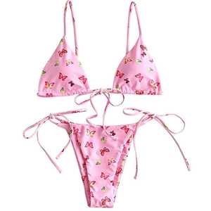 Traje de Baño Sexy para Mujer, Bikini Estampado de Tres Piezas con Pañuelo - Product Image 1