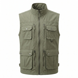 Chaleco de pesca con múltiples bolsillos para hombre, ropa exterior sin mangas con cremallera, chaleco utilitario transpirable a prueba de viento para exteriores - Product Image 1