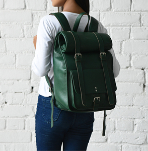 High Volume Supplier Leather <b>Roll</b> Top <b>Backpack</b> Large Scale Production Rucksack Custom Logo Bag LRTB-0172 - Product Image 3