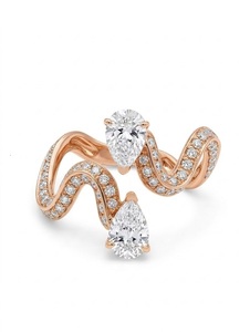 แหวนเพชรทรงหยดน้ำแบบงูพันรอบ แหวนหมั้นสำหรับผู้หญิง ชุบทอง ประดับเพชร ปรับขนาดได้ - Product Image 2