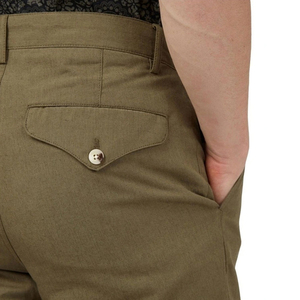 Olive Green Chino Pants High Waist Mid weight Cotton Casual Trousers Button Fly Autumn Season - Product Image 5