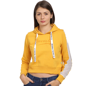 Sweat-shirt à capuche court pour femme, coupe oversize, avec logo personnalisé, vêtements de sport, fabricant de vêtements à marque privée - Product Image 1
