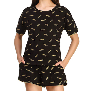 New Fashion Women's Multi-Color Casual Wear Short Sleeve T-Shirt & Short <b>Set</b> Customized OEM & ODM Wholesale <b>Twin</b> <b>Set</b> - Product Image 1