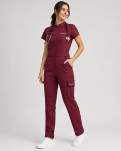 FAWKES SPORTS Unisex Navy Nurse <b>Scrub</b> <b>Set</b> with Polyester/Cotton Woven Fabric Pink Drawstring Pockets for Hospital Use - Product Image 6