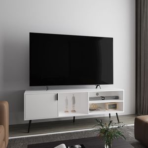 White 1-Door TV <b>Stand</b> with 3 <b>Shelves</b> - Product Image 1