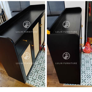 <span class=keywords><strong>Meuble</strong></span> à chaussures rétro en bois massif noir avec portes et tiroir en rotin naturel, organisateur de rangement pour <span class=keywords><strong>entrée</strong></span>, <span class=keywords><strong>meuble</strong></span> de style Japandi - Product Image 5