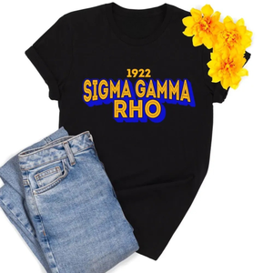 Custom Sigma Gamma Rho 1922 T-<b>Shirt</b> <b>Black</b> <b>Women</b> SGRho Greek Sorority Printed Tee Short Sleeve Crew Neck Casual Fashion Apparel - Product Image 1