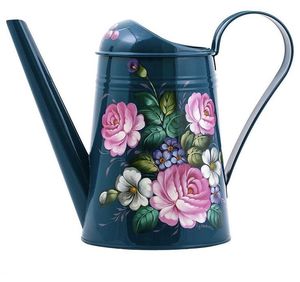 Lightweight metal watering can enamel printed design comfortable grip perfect for watering indoor plants and <b>small</b> gardens - Product Image 6
