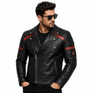 Men Leather <b>Jacket</b> Professional Style Leather Outerwear Comfortable Fit Durable Material Classic Design For Casual Wear Travel - Product Image 5