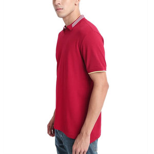Polo Rojo de Manga Corta para Hombre, Algodón Piqué, Casual, Color Sólido, Transpirable, Tejido de Punto, Corte Regular - Product Image 3