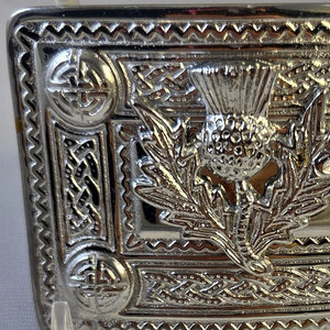 Hebilla de cinturón de kilt escocés de alta calidad con emblema de cardo y nudos celtas, acabado cromado, personalizada, al por mayor 2026 - Product Image 5