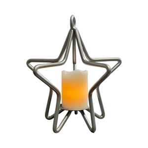 Contemporary Metal Wire Gold Star <b>Candle</b> Stand with Base Cup for Living Room <b>Floating</b> Shelves, Bookcase Display - Product Image 5
