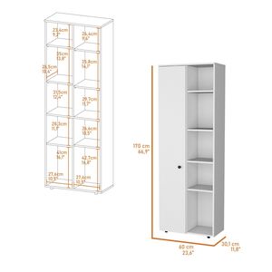 FM FURNITURE Dispensa da Cucina Bianca Harman Multistorage con 1 Porta e 5 Ripiani Aperti - Product Image 5