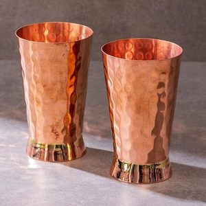 Ayurvedic Pure Copper Tumbler Set – Handcrafted Hammered Copper <b>Glasses</b> for Immune Support & Health Benefits, Premium Wellness - Product Image 2