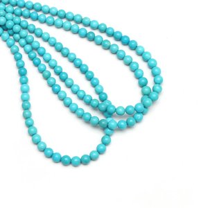 Perles rondes lisses en turquoise naturelle d'Arizona 5-6mm, pierres précieuses véritables en vrac pour la fabrication de bijoux, vente en gros - Product Image 1