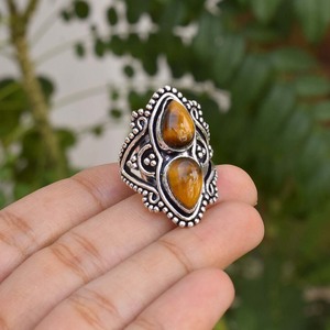 Bague en pierre œil de tigre naturelle, faite à la main, en argent 925, bijou en pierre précieuse pour elle - Product Image 6