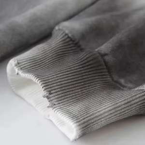 Sweat-shirts à capuche zippés 100 % coton de qualité supérieure, avec poignets et ourlets côtelés, légèrement délavés avec effet bicolore pour hommes - Product Image 4