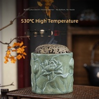 Brûleur d'encens électronique en céramique pour voiture, motif Nuage Auspicieux, recharge USB, minuterie et température réglables, diffuseur d'arômes pour la maison