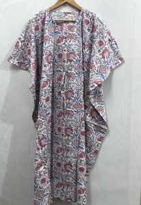 Kaftan d'été décontracté en pur coton imprimé, robe longue, nouveau style, collection été, kaftan en coton imprimé à la main - Product Image 2