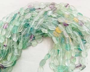 Cuentas de Fluorita Natural Pulida, Forma Ovalada, para la Fabricación de Joyería, Venta al Por Mayor - Product Image 3