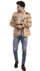 Blazer homme en toile de jute bleu motif crâne, style streetwear, éco-responsable, sur mesure, cadeau pour lui - Product Image 3
