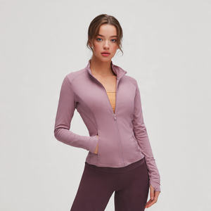 Veste de sport matelassée à col montant pour femme avec passants pour les pouces, 100 % polyester, vêtements de sport - Product Image 5