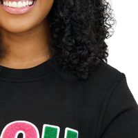 Sudadera Premium de Cuello Redondo para Mujer, con Bordado de Letras Griegas, para Invierno, de Chenille, para Green HBCU