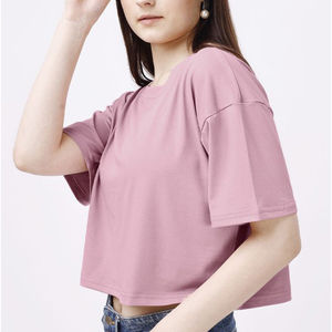 Nueva Llegada, Top Corto de Verano para Mujer al por Mayor, Top Corto de Algodón de Manga Corta, Liso, Teñido, Personalizable con Logotipo, Top Transpirable para Mujer - Product Image 4