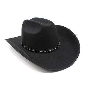 Chapeau de cowboy occidental personnalisé en gros avec ceinture tendance, chapeau Fedora en feutre vintage classique à large bord, nouveau design - Product Image 5