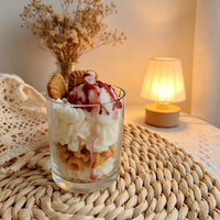 Bougie en cire de soja parfumée à la fraise et au chocolat, faite à la main, en pot, pour l'aromathérapie, cadeau d'Halloween et de Noël, série Desserts