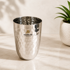 Elegante Vaso de Acero Inoxidable Martillado de 350 ml con Borde de Espejo, Vaso Reutilizable de Primera Calidad para Hoteles, Restaurantes y Hogares - Product Image 1