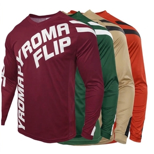 เสื้อเจอร์ซีย์นักปั่นจักรยานสำหรับผู้ชาย ผ้าโพลีเอสเตอร์ สำหรับมอเตอร์ครอส ดาวน์ฮิลล์ และจักรยานเสือภูเขา แขนยาว แห้งเร็ว รับสกรีนโลโก้ ย้อมสีทั้งตัว - Product Image 2