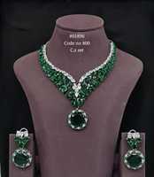 01896Mint Statement Collier et boucles d'oreilles en zircone cubique, en laiton plaqué rhodium avec pierre doublette, bijoux pour femme pour mariage et soirée