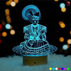 Lampe de nuit LED 3D Illusion Swaminarayan de qualité export, lumière décorative en acrylique pour salle de Pooja, temple domestique, chambre à coucher - Fournisseur en gros - Product Image 2