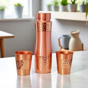 BURAQ HANDICRAT Copper Water <b>Bottle</b> 1L Design for Travel - Product Image 5