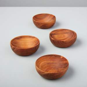 Bol de service rond en bois pour la cuisine et la table à manger, bois naturel, finition durable, idéal pour servir des fruits, des salades, des collations - Product Image 3