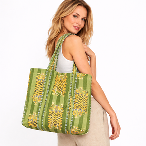 กระเป๋าโท้ทผ้าฝ้ายเย็บมือแบบขายส่ง กระเป๋าสะพายไหล่แบบสองด้าน - Product Image 4