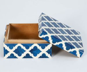 Caja de almacenamiento de MDF con incrustaciones de resina en blanco y negro, caja de almacenamiento decorativa con incrustaciones de resina, caja de joyería de resina a precio de fábrica - Product Image 6