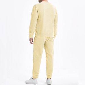 Ensemble de survêtement 2 pièces jaune beurre pour homme – Veste zippée à col rabattable et pantalon de survêtement à cordon de serrage – Décontracté - Product Image 6