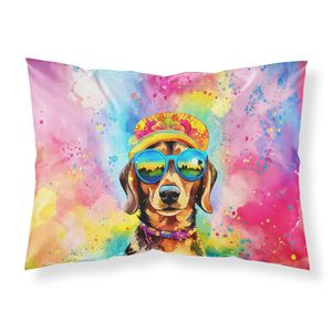 Dachshund Hippie Dawg ilustraciones decorativas funda de almohada estándar ligera súper suave funda de cojín de fácil cuidado - Product Image 1