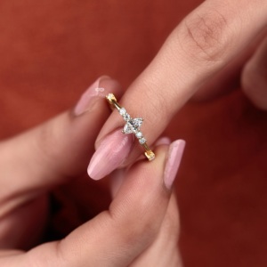 Marquise Diamond Engagement Ring 14K Gold <b>Cluster</b> Ring Minimalist Dainty Bridal Ring Slim Promise Ring Anniversary Gift For Her - Product Image 2